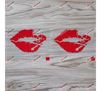 2X red 10.2cm Hot Skull Lips Kiss Decal Sticker Car Computer Windows Vinyl no bkgrd die Cut