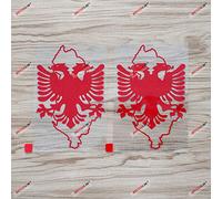 2X red 12.7cm Albania Eagle Map Outline Decal Sticker Albanian Car Vinyl Die Cut no bkgrd Style b