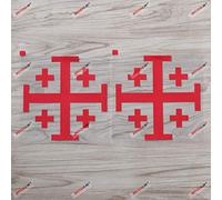 2X red 15.2cm Jerusalem Cross Crusaders' Cross Five-fold Cross Decal Sticker Car Vinyl Die Cut no Background