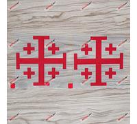 2X red 4'' Jerusalem Cross Crusaders' Cross Five-fold Cross Decal Sticker Car Vinyl Die Cut no Background