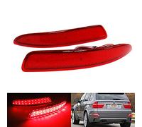 2x Red Lens Rear Bumper Reflector LED Fog Tail Stop Brake Light DRL For 2006-10 X5 E70 2009-13 X5 M
