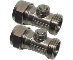 2X Reeds 15mm X 1/2inch Male Iron Flat Faced Isolating Valve for Tap Connector Flexi Pipes - Pack of 2