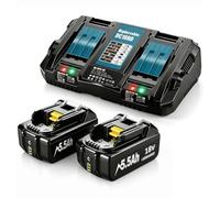 2X Replacement for Makita Battery + 6A Dual Port Charger DC18RD | Compatible with Makita 18V LXT Battery BL1860B BL1850B BL1840B BL1830B DC18RC DC18RCT DC18SF Charger