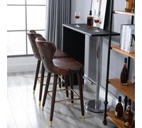 HOMCOM Bar Stools Set of 2, Dining Stools with Backrest, Footrest, Brown