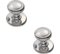 2x Ringed Tiered Cupboard Door Knob 25mm Diameter Polished Chrome Cabinet Handle