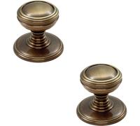 2x Ringed Tiered Cupboard Door Knob 30mm Diameter Bronze Cabinet Handle