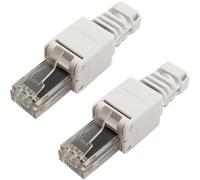 2X Rj45 Cat6A Tool-Less Connectors & Boot - Utp Ethernet Plugs - No Crimp Tool