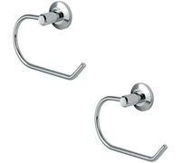 2X Round Bar Bathroom Toilet Roll Holder On Rose Concealed Fix Polished Chrome