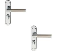 Loops 2x Round Bar Lever on Bathroom Backplate Door Handle 180 x 40mm Chrome & Nickel in Metallics Loops Metallics