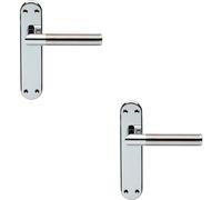 2 Pack | Round Bar Lever on Latch Backplate Door Handle - 180 x 40mm - Chrome & Nickel | Lever on Backplate Door Handle - Internal Door Hardware - Lock, Euro, Oval and Latch Options Available