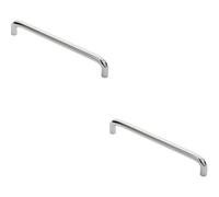 2x Round D Bar Cabinet Pull Handle 170 x 10mm 160mm Fixing Centres Chrome