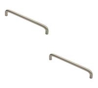 2x Round D Bar Cabinet Pull Handle 170 x 10mm 160mm Fixing Centres Satin Nickel