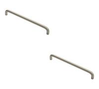 2x Round D Bar Cabinet Pull Handle 202 x 10mm 192mm Fixing Centres Satin Nickel