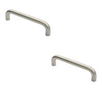 2 PACK Round D Bar Pull Handle - 22mm Dia - 225mm Fixing Centres -Satin Stainless Steel | Tubular Design Pull Handle - Suitable for Lightweight Internal Doors - Cabinet, Wardrobe, Cupboard Door Handle