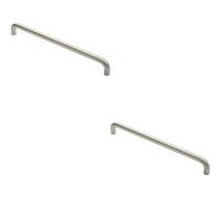 2x Round D Bar Pull Handle 22mm Dia 450mm Fixing Centres Satin Stainless Steel