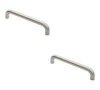 2x Round D Bar Pull Handle 325 x 25mm 300mm Fixing Centres Satin Steel