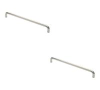 2x Round D Bar Pull Handle 469 x 19mm 450mm Fixing Centres Bright Steel