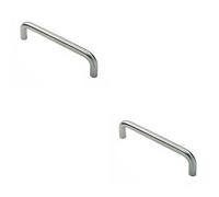 2x Round D Bar Pull Handle 469 x 19mm 450mm Fixing Centres Satin Steel
