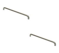 2x Round D Bar Pull Handle 630 x 30mm 600mm Fixing Centres Satin Steel