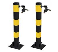 2X Round Heavy Duty Folding Bolt Down Security Parking Post Bollard Entrance Driveway with Lock & Bolts
