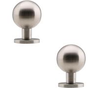 2x Round Mortice Door Knob Satin Stainless Steel 50mm Rose Modern Handle