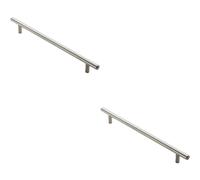 2x Round T Bar Cabinet Pull Handle 1084 x 12mm 1024mm Fixing Centres Nickel Loops Metallics One Size