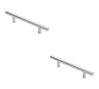 2x Round T Bar Cabinet Pull Handle 156 x 12mm 96mm Fixing Centres Chrome