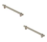 2x Round T Bar Cabinet Pull Handle 200 x 14mm 160mm Fixing Centres Satin Nickel