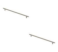 2x Round T Bar Cabinet Pull Handle 412 x 12mm 352mm Fixing Centres Satin Nickel Loops Metallics One Size