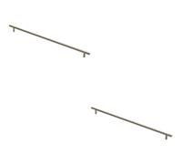 2x Round T Bar Cabinet Pull Handle 508 x 12mm 448mm Fixing Centres Satin Nickel