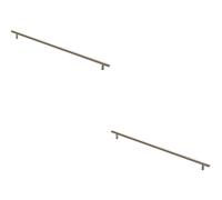 2x Round T Bar Cabinet Pull Handle 508 x 12mm 448mm Fixing Centres Satin Nickel Loops Metallics One Size