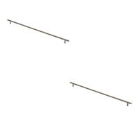 2x Round T Bar Cabinet Pull Handle 572 x 12mm 512mm Fixing Centres Satin Nickel