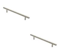2x Round T Bar Pull Handle 178 x 10mm 128mm Fixing Centres Stainless Steel