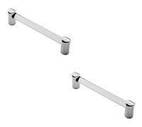 2x Round Tube Pull Handle 148 x 16mm 128mm Fixing Centres Clear & Chrome