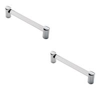 2x Round Tube Pull Handle 180 x 16mm 160mm Fixing Centres Clear & Chrome