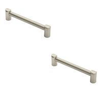 2x Round Tube Pull Handle 180 x 16mm 160mm Fixing Centres Satin Nickel