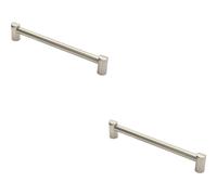2x Round Tube Pull Handle 244 x 16mm 224mm Fixing Centres Satin Nickel