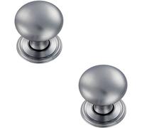 2x Round Victorian Cupboard Door Knob 38mm Dia Satin Chrome Cabinet Handle