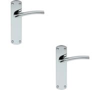 2X Rounded Curved Bar Handle On Latch Backplate 170 X 42mm Polished Chrome