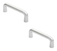 2x Rounded D Shaped Bar Handle 150 x 22mm Diameter Satin Anodised Aluminium