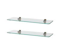 2x Rounded Glass Bathroom Shower Storage Shelves - 50cm Harbour Housewares Gold One Size