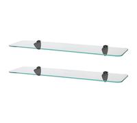 2x Rounded Glass Bathroom Shower Storage Shelves - 60cm Harbour Housewares Black One Size