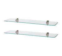 2x Rounded Glass Bathroom Shower Storage Shelves - 60cm Harbour Housewares Gold One Size