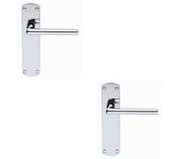 2x Rounded Straight Bar Handle on Latch Backplate 170 x 42mm Polished Chrome