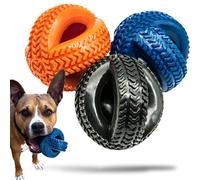 2x Rubber Dog Chew Toys TWIN TYRE - Flexible & Tough Dogs Toy TIRE WHEEL - Interactive Play for Boredom, Treat Dispensing, Puppy Teething, Chews (Assorted, Medium, 4 inches)