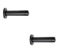 Loops 2x Rubber Tipped Doorstop Cylinder with Rose Wall Mounted 70mm Matt Black Loops Black