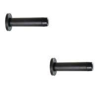 Loops 2x Rubber Tipped Doorstop Cylinder with Rose Wall Mounted 70mm Matt Black Loops Black