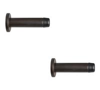 2x Rubber Tipped Doorstop Cylinder with Rose Wall Mounted 70mm Matt Bronze