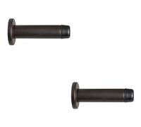 2 Pack | Rubber Tipped Doorstop Cylinder with Rose - Wall Mounted - 70mm - Matt Bronze | Protective Door Buffer - Wall Protection Bumper - Internal Door Accessories
