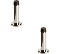 Loops 2x Rubber Tipped Doorstop Cylinder with Rose Wall Mounted 71mm Polished Chrome Loops Multicolor